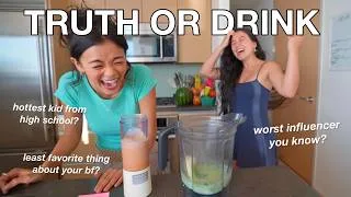 Thumbnail: TRUTH OR DRINK Sister vs. Sister (mystery smoothie edition😐)
