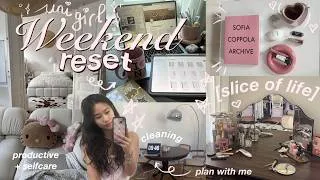 Thumbnail: uni weekend reset⋆˙⟡ pinterest school girl 🩰🖇️ living alone diary: groceries, deep clean & self care