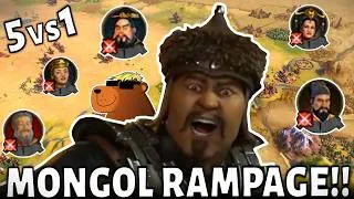Thumbnail: Can I Recreate the Mongol invasion? Genghis Rides!!! (5v1 TSL Civ 6)