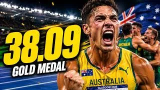 Thumbnail: Australia dominate the 4x100m final in 38.09! | Glasgow Commonwealth games 2026