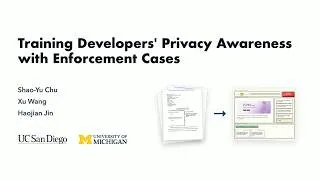 Thumbnail: PEPR '26 - Training Developers' Privacy Awareness with Enforcement Cases