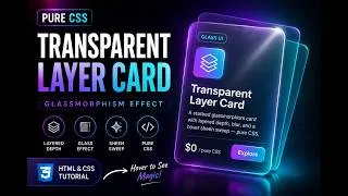 Thumbnail: Transparent Layer Card in PURE CSS — Glassmorphism UI Tutorial No JS!