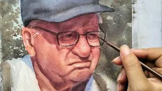 Thumbnail: Watercolor portrait painting tutorial - An old grumpy man