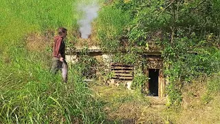 Thumbnail: Restoring Abandoned Underground Bushcraft Shelter for Survival, Off-Grid Living, Fishing HUGE Carp
