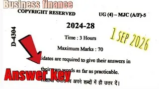 Thumbnail: 🔥 Answer key Mjc paper 5 Business finance. LNMU semester 4 Exam 1 sep 2026.