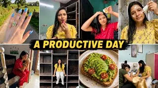 Thumbnail:     Productive Day at Home ✨ | Cleaning, Self Care, Skincare & Haircare
