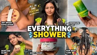 Thumbnail: Everything Shower Routine + Glow up🛀 | Hair, Skin & Body Care