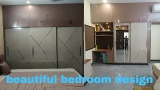 Thumbnail: Beautiful bedroom design gold bidding design king size coat bedroom sliding door design #viralvideo 