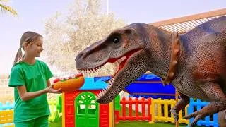 Thumbnail: Eva and the Hungry Dinosaur – Fun Adventures with a GIANT Dinosaur! 🦖