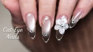 Thumbnail: Starlight Blossom Cat Eye Nails | Step-by-Step Nail Art Tutorial | Relaxing & Satisfying