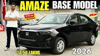 Thumbnail: Honda Amaze V Base Model 2026 Detailed Review ✅ Amaze V Manual base Model New Price & Features 🔥