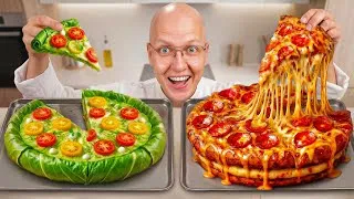 Thumbnail: 99 vs 9,999 Calorie Pizza Challenge