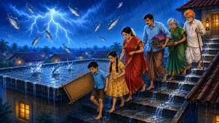 Thumbnail: 🐟 Fish Rain in 90s Village 🌧️ Fish Fell from the Sky, Family Saved Hundreds of Fish | Ghibli Story