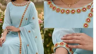 Thumbnail: #easy circle mirror work handembroidery boarderline design for kurthi,sleeves & dupatta #embroidery