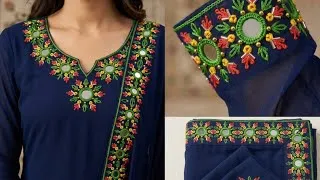 Thumbnail: #easy circle mirror work handembroidery boarderline design for kurthi,sleeves & dupatta #mirror work