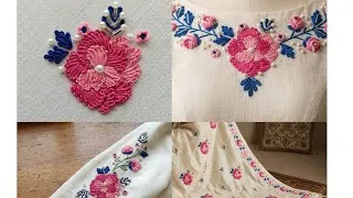 Thumbnail: #easy flower handembroidery tutorial for beginners #pistol stitch #easy neck embroidery design 