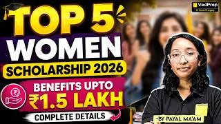 Thumbnail: TOP 5 Women Scholarships 2026 💰 Get Up to ₹1.5 Lakh | Eligibility, Benefits & Application Process