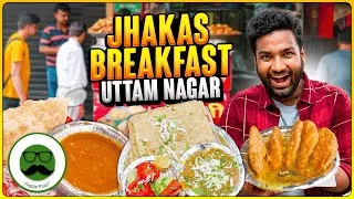 Thumbnail: Delhi Uttam Nagar Breakfast Food Tour | Tanatan Chole Bhature, Kachori & More | Veggie Paaji