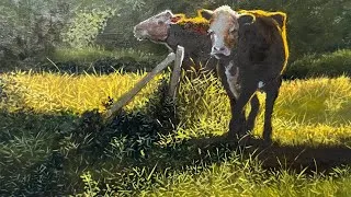 Thumbnail: How to oil paint a landscape "COWS, HERBS" lights and shadows