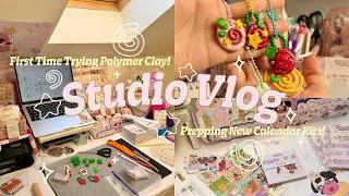 Thumbnail: small business diaries 🛋️ unboxing 2025 calendars, making clay charms & memo pads | studio vlog