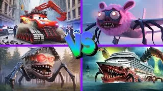 Thumbnail: Infected Sea🆚Pinki Infected Sky🆚McQueen Excavator🆚House Head - Tiles Hop EDM Rush 🎶