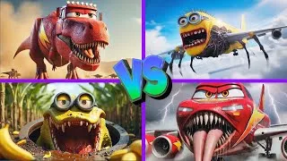 Thumbnail: McQueen Infected Sky🆚Minion Infected Sky🆚McQueen Dino🆚Minion Corcodile - Tiles Hop EDM Rush 🎶