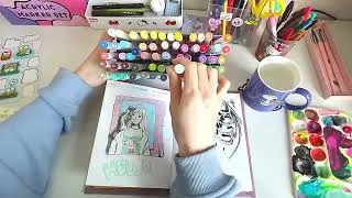 Thumbnail: start a new sketchbook w me!! | ARRTX 60 color acrylic markers