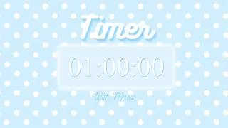 Thumbnail: 💙 1 Hour Timer | Cute Blue Polka Dots | Studying & Cleaning | with Music ☁️