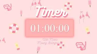 Thumbnail: 1 Hour Summer Timer | Pink Beach Vibes | with Music & Moving Background 🤿