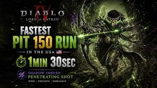 Thumbnail: 🏹 FASTEST Pit 150 Clear (1:30) in the USA | Rank #1 Rogue Worldwide | Diablo 4 Season 13
