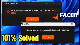 Thumbnail: Fix “Secure Boot Needs to Be Enabled to Launch FACEIT AC” on Windows 11/10 (Full Guide) 🎮 ✅