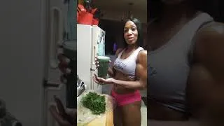 Thumbnail: The making of my easy green smoothie.. 1c cold water, Spinach, green leaf lettuce, protein powder.