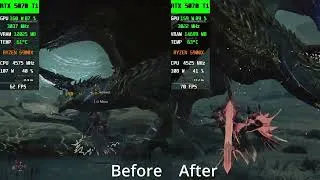 Thumbnail: Monster Hunter Wilds patch ver1.0.41 side by side Comparison RTX 5070Ti