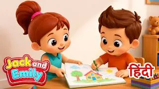 Thumbnail: Drew On The Wall Song | दीवार पर चित्र बनाया |Jack & Emily Hindi Rhymes | बच्चों के गाने |Kids Songs