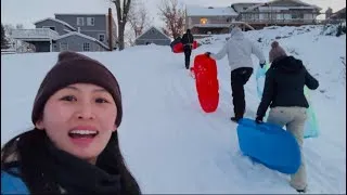 Thumbnail: Sledding Down The Big Snow Hill - Winter Fun Outdoor Activities - Life in Michigan #27