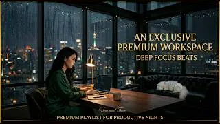 Thumbnail: (No Ads) 🌃 Premium Workspace 🌧️ Lofi Jazz for Deep Focus (50/10 Pomodoro)