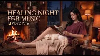 Thumbnail: Rainy Cabin Night 🌧️ Fireplace Ambience & Cozy Lofi Beats for Sleep, Study & Relaxation