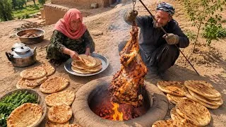 Thumbnail: Traditional rural Afghan cooking/ roasting a leg of lamb in a tandoor.