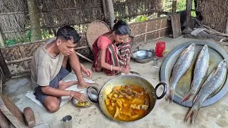 Thumbnail: Fish Curry Recipe With Kochu Cooking And Eating By Tribe Mother & Son