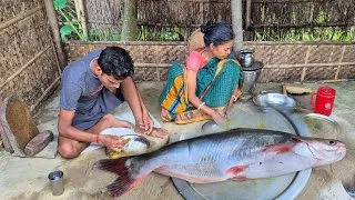 Thumbnail: Big PANGASIUS FISH Cutting & Cooking With BRINJAL Eating With Rice Our Country Mother And Son 
