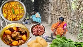Thumbnail: MUTTON CURRY And VEGETABLE CURRY cooking for eating lunch by our tribe couple. 