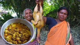 Thumbnail: Tribal village style cooking Chicken with Kochu | Kochu chicken curry cooking by tribe people