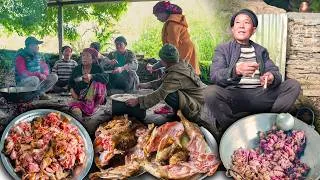 Thumbnail: Chicken & Mutton fry recipe on Village cultural Worship party | Rural Nepal | Devi Puja Celebration