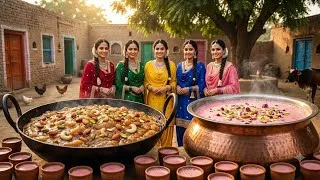 Thumbnail: 😱 5 Sisters Made Giant Halwa 🥣 & Kashmiri Pink Chai ☕ for the Whole Village #village 