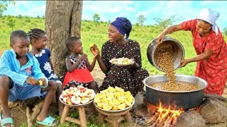 Thumbnail: 🌟 African Village Cooking | Delicious Creamy Green Grams Served with Rice 