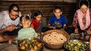 Thumbnail: Village Family Dinner: Mom Cooks Roti, Potato Curry & Cabbage | No Talking ASMR