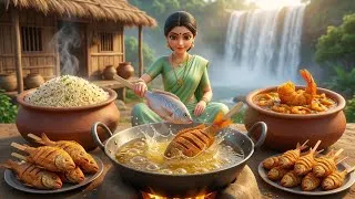 Thumbnail: Miniature Doll Cooking 🍤 Fish Lollipops & Jhinga Curry ASMR | Feeding Poor & Old People ❤️