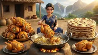 Thumbnail: Miniature Doll Whole Chicken Stuffing & Tandoori Roti cooking ASMR  | Village Tiny Kitchen |