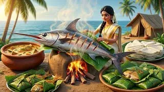 Thumbnail: Miniature Cooking ASMR 🐟 Banana Leaf Steam Fish, Coconut Fish Curry & Neer Dosa | Food for Poor