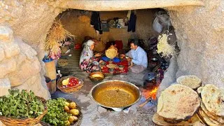 Thumbnail: Villager Breakfast: Homemade Best Vegetables Beans Soup, Fresh Bread with Organic Ingredients | IRAN